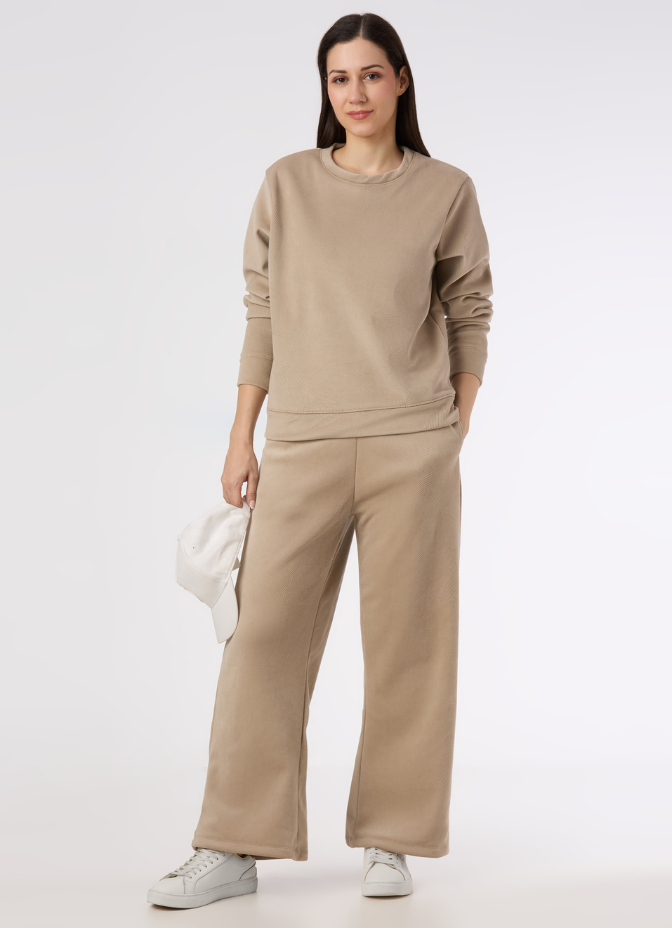 Women Beige Crew Neck Regular Fit Sweatshirt, , large image number 5