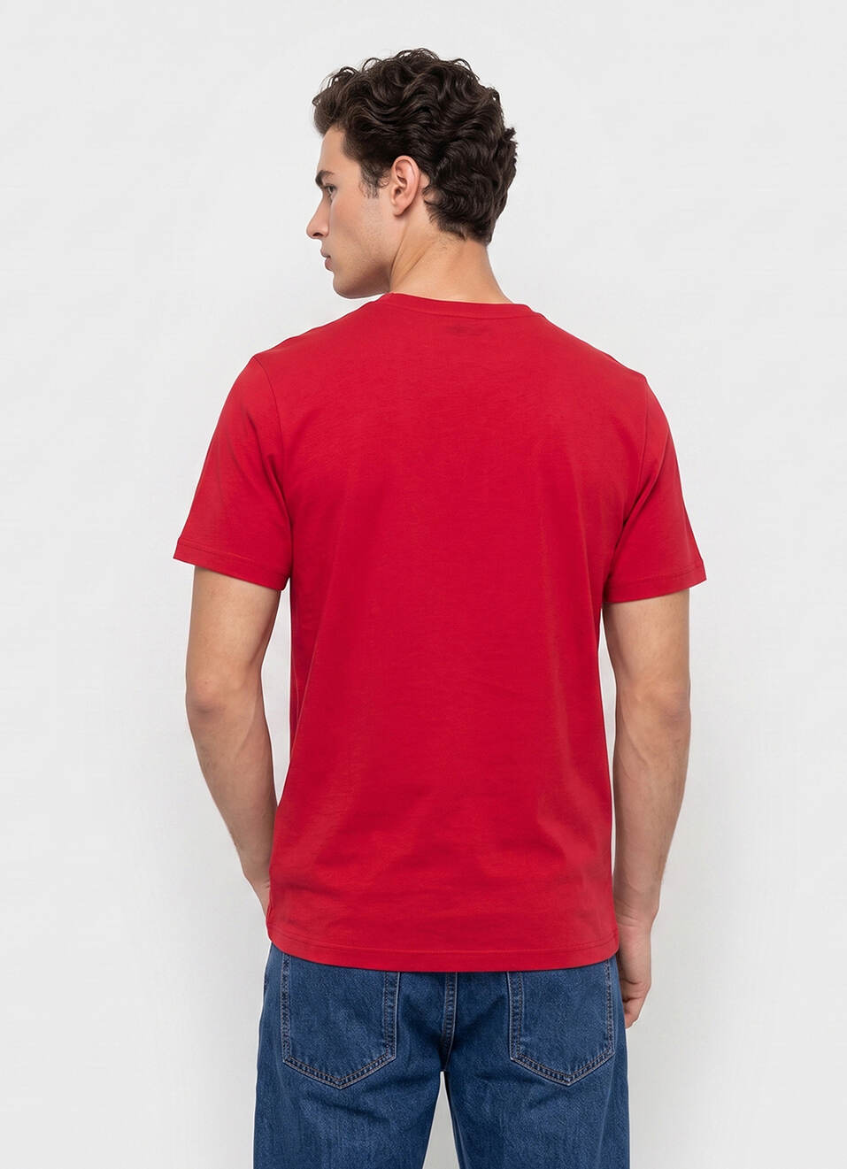 Men Red Placement Print Crew Neck T-shirt, , large image number 2