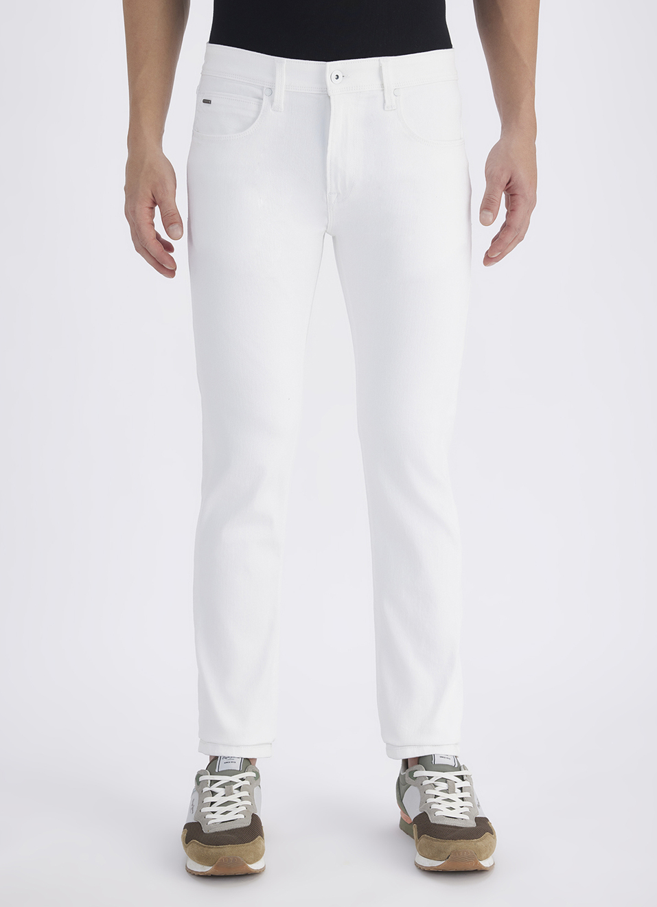Men White Mid Rise Slim Powerflex Jeans, , large image number 6