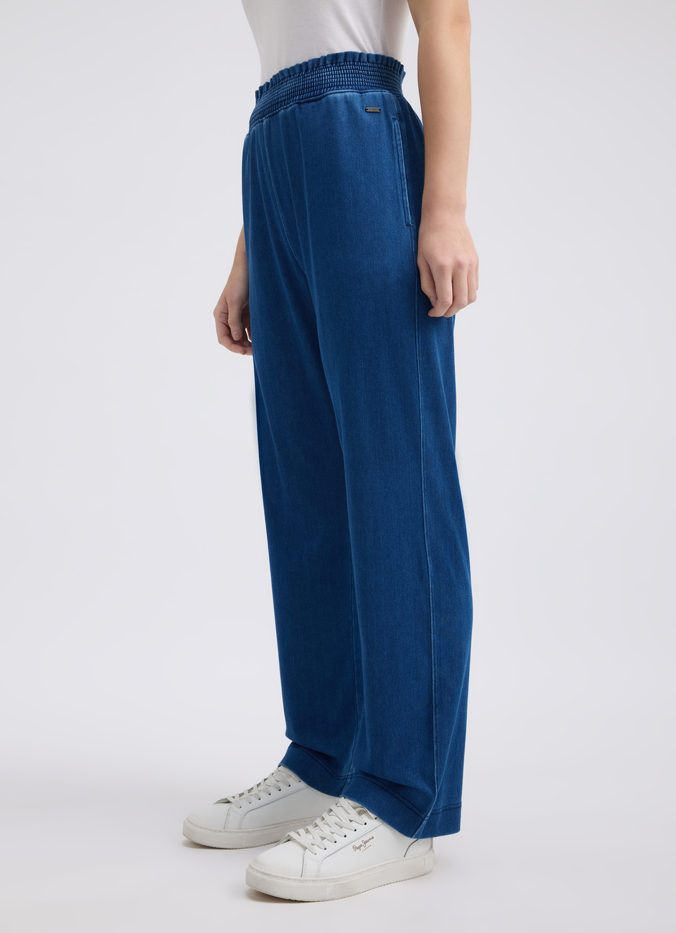 Women Blue High Rise Knitted Denim Pants, , large image number 3
