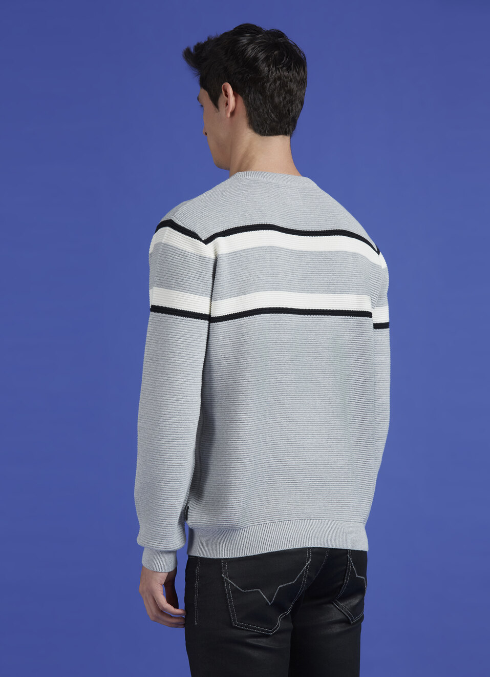 Grey Stripes Full Sleeve Sweater, , large image number 2