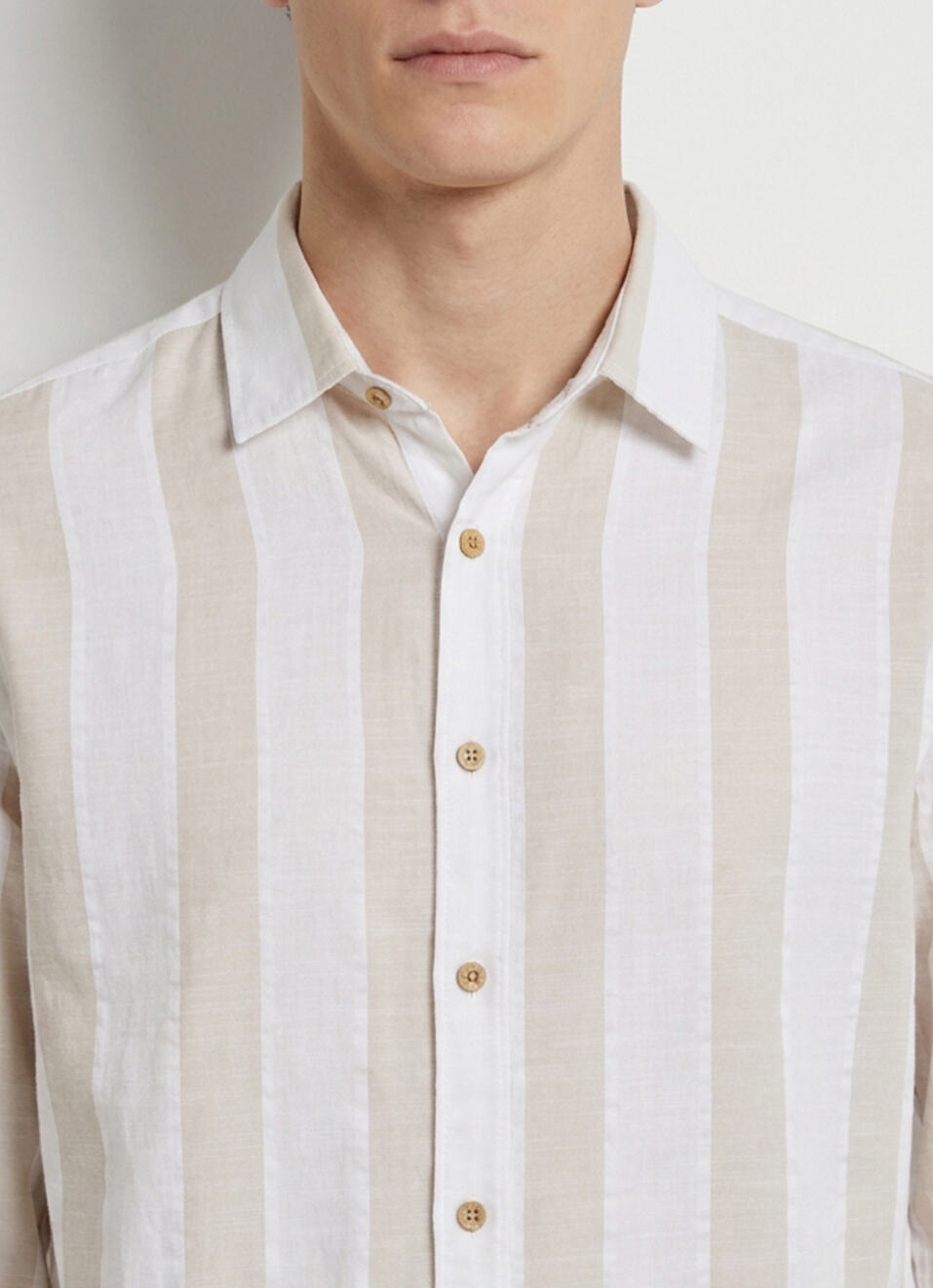 Men Beige Striped Long Sleeve Shirt, , large image number 4