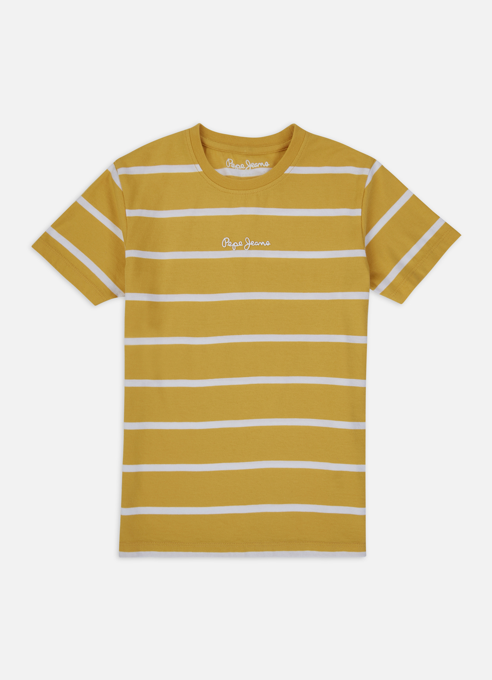 Boys Yellow Vertical Stripe Short Sleeve T-shirt, , large image number 0
