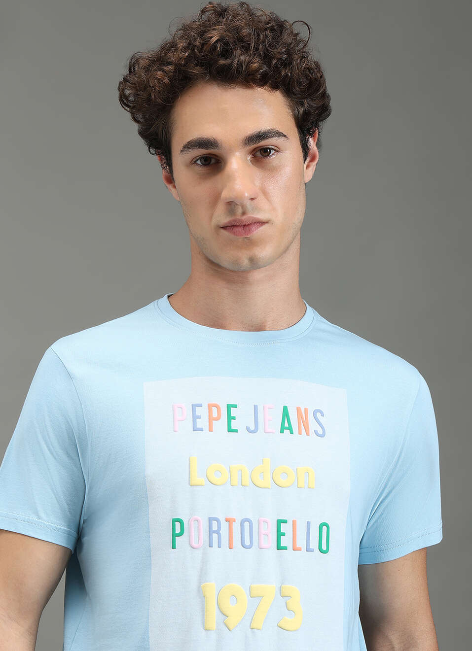 Men Blue Slim Fit Graphic T-shirt, , large image number 4