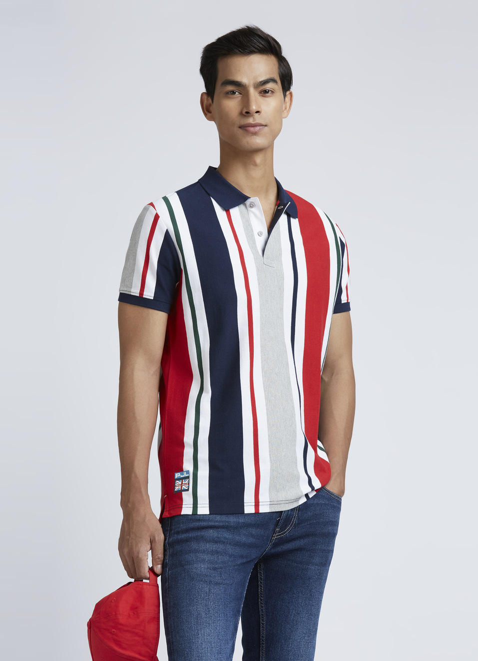 Red Stripes Short Sleeves Polo, , large image number 0