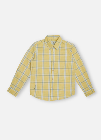 Boys Yellow Check Full Sleeve Shirt