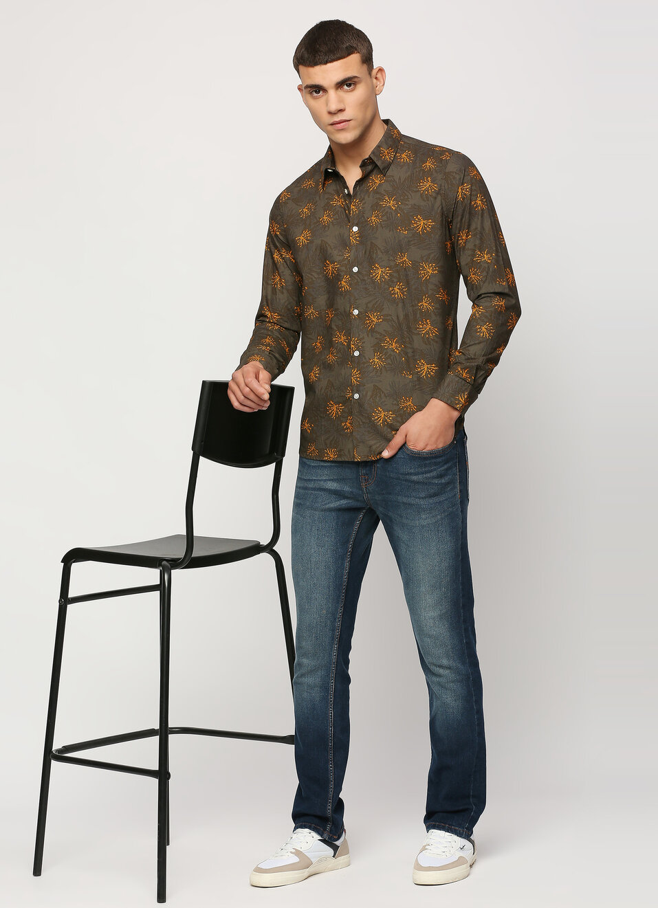 Olive Printed Full Sleeve Shirt, , large image number 6