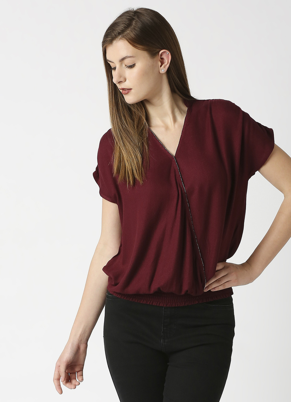 Tamara Overlap Detail Top With Elasticated Waist, , large image number 0