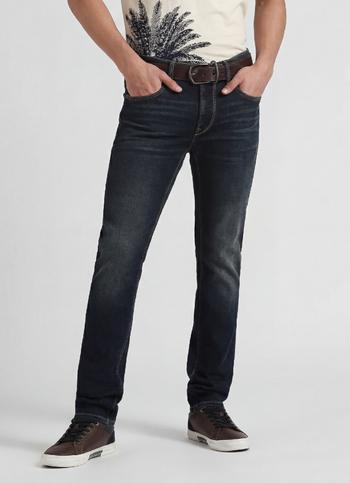 Vapour Dark Blue Mid Rise Slim Fit Powerflex Jeans