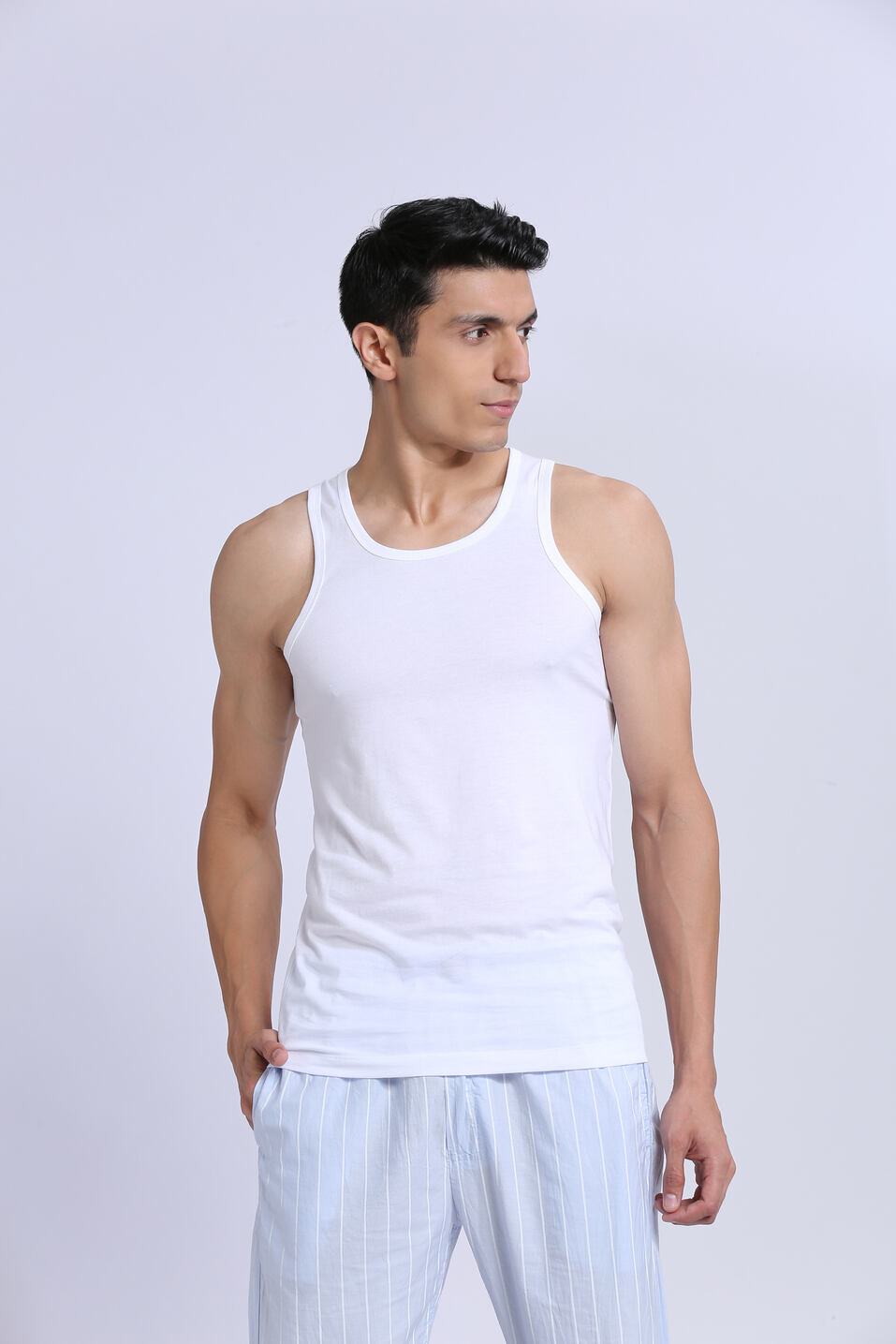 Pack Of 2 Solid White Stretch Vest, , large image number 1