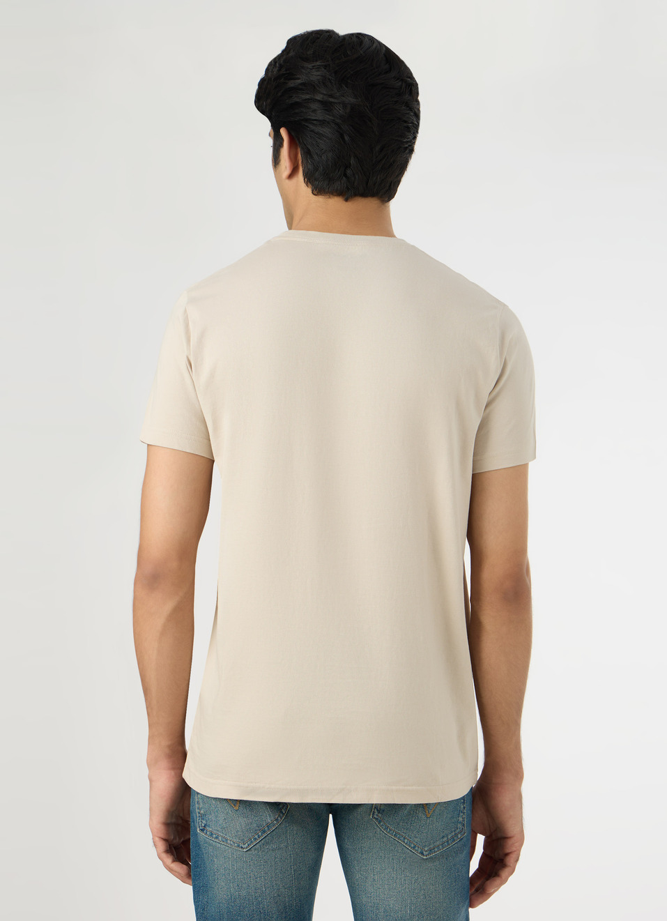 Men Light Beige Slim Graphic T-shirt, , large image number 2