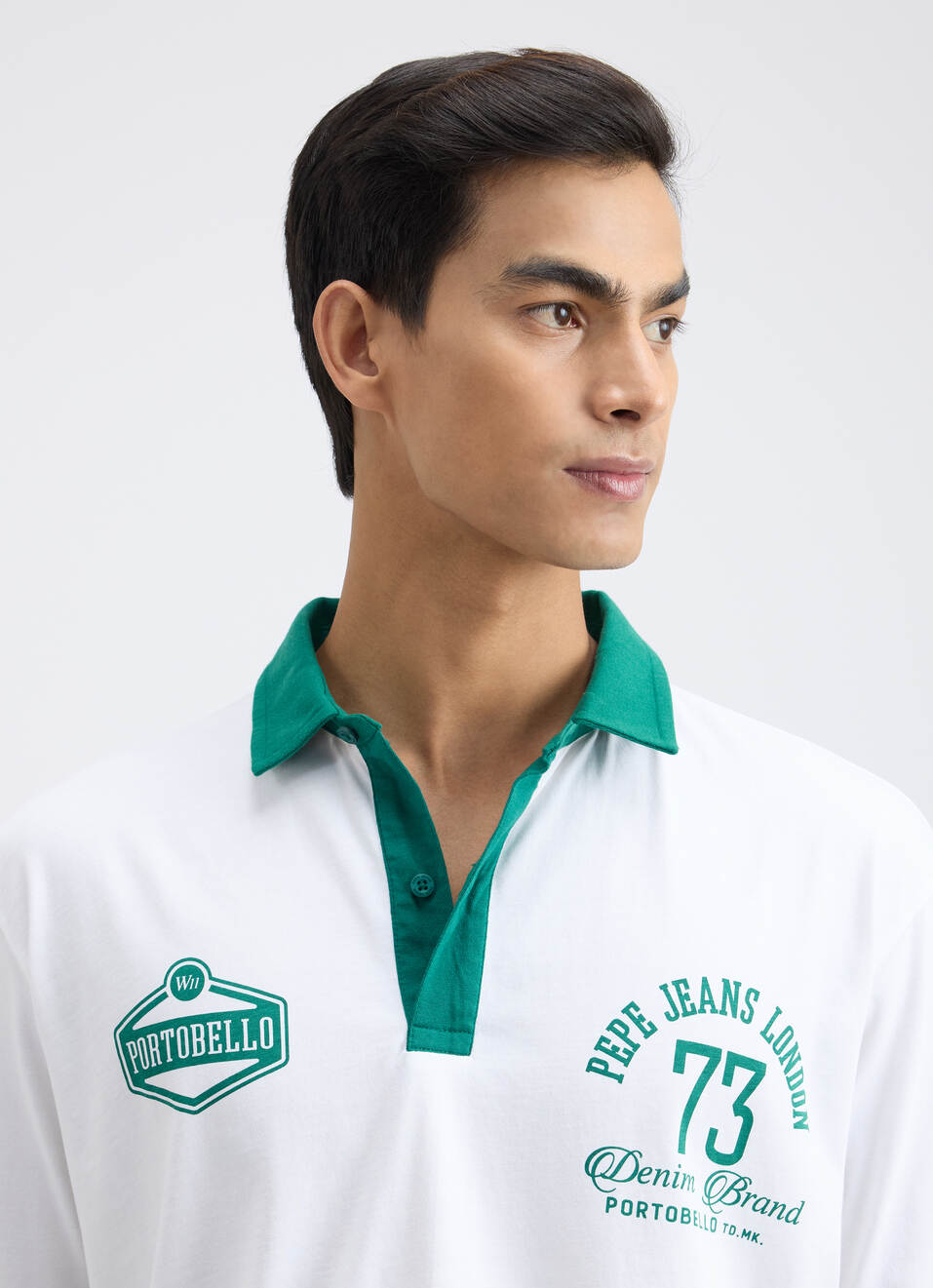 Men White Graphic Print Short Sleeve Oversized Polo, , large image number 4