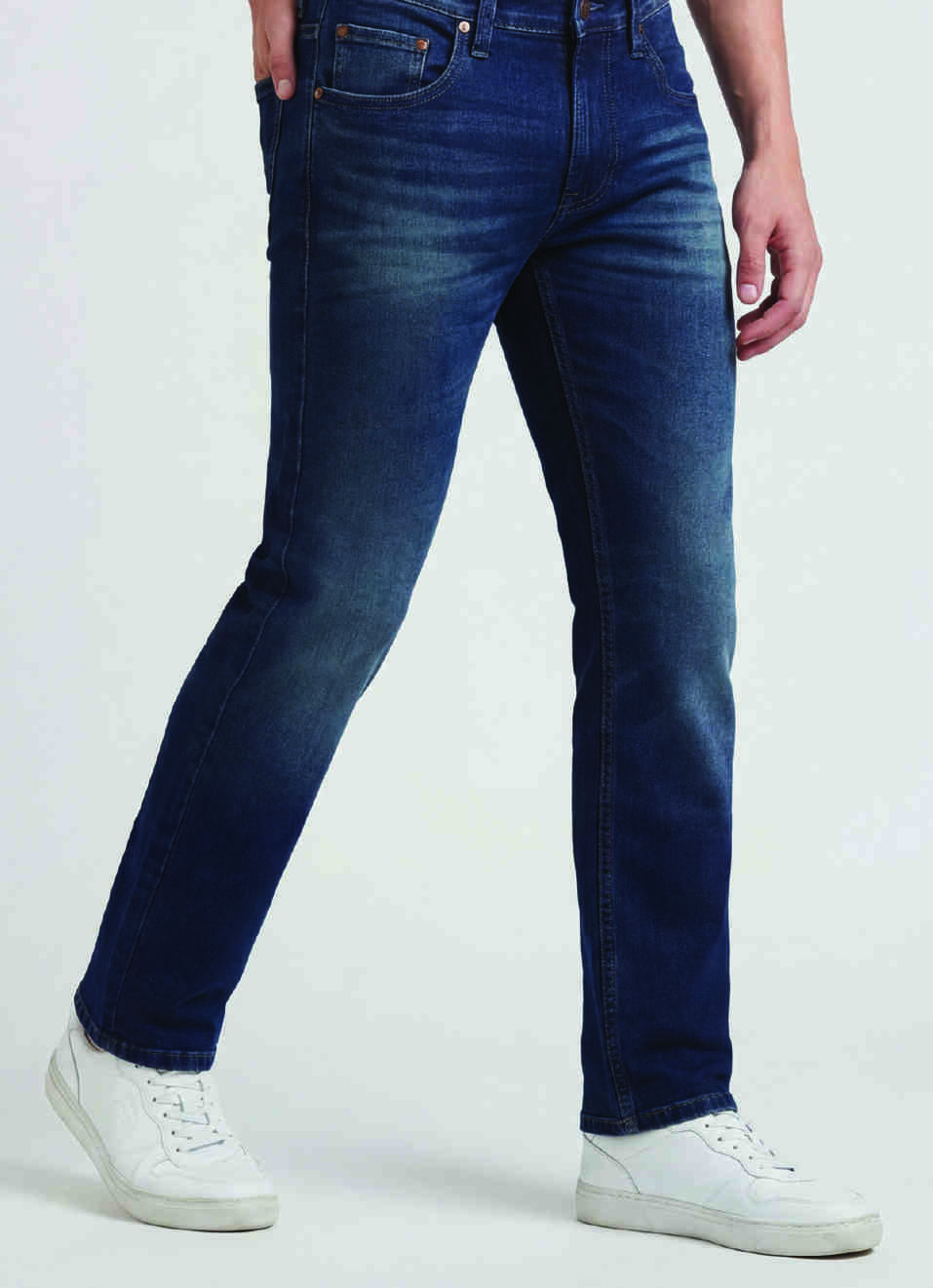 Vapour Blue Mid Rise Slim Jeans, , large image number 0