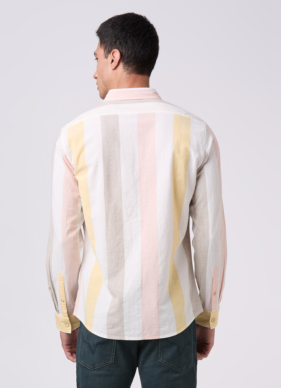 Men White Striped Shirt, , large image number 2
