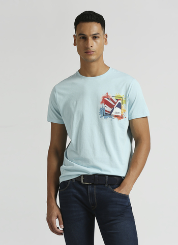 Blue Union Jack Print Short Sleeve T-shirt
