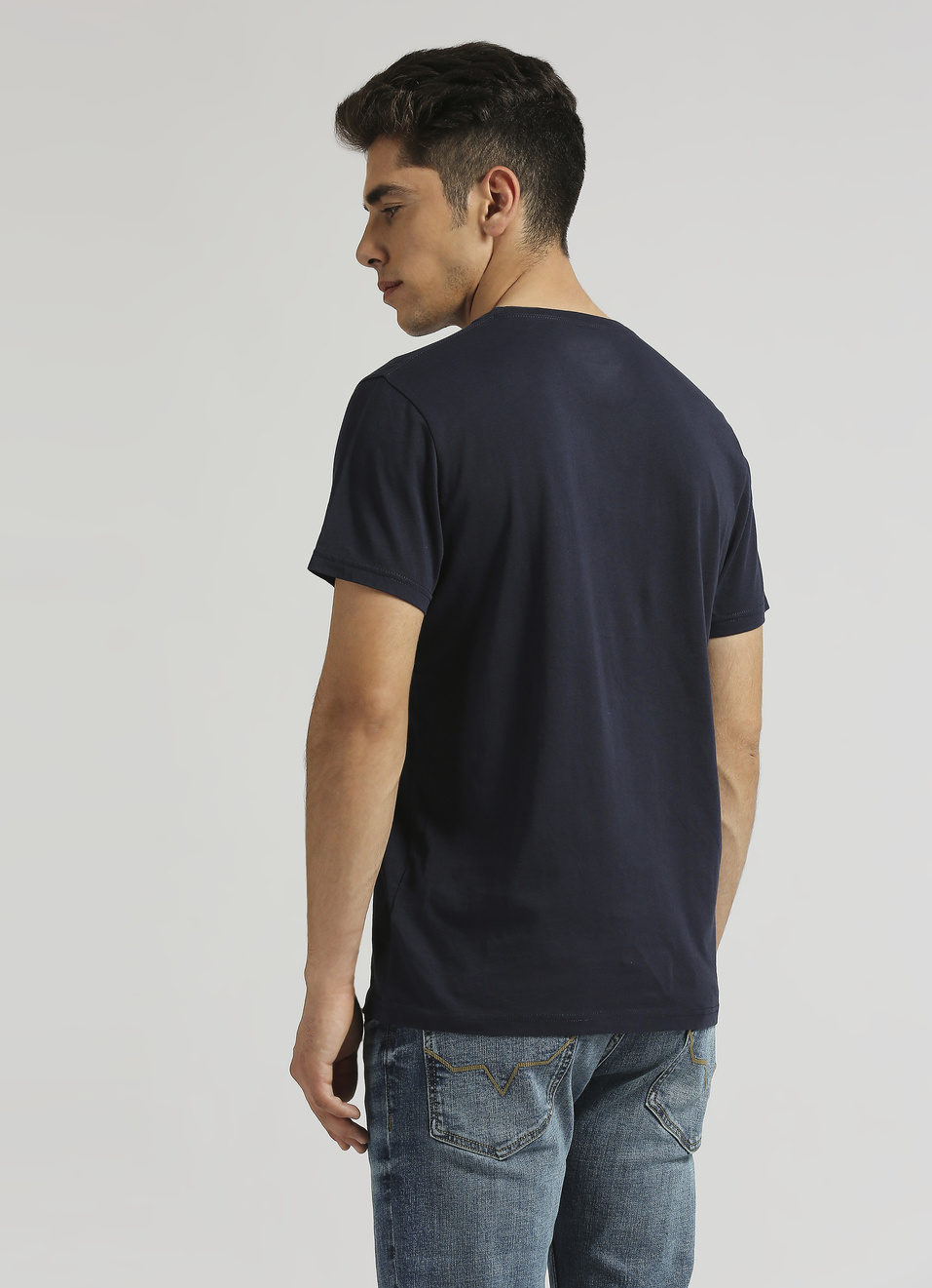 Navy Sheet Transfer Print Short Sleeve T-shirt, , large image number 2