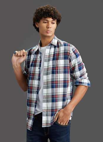 Mens Red Checked Full Sleeves Shirt