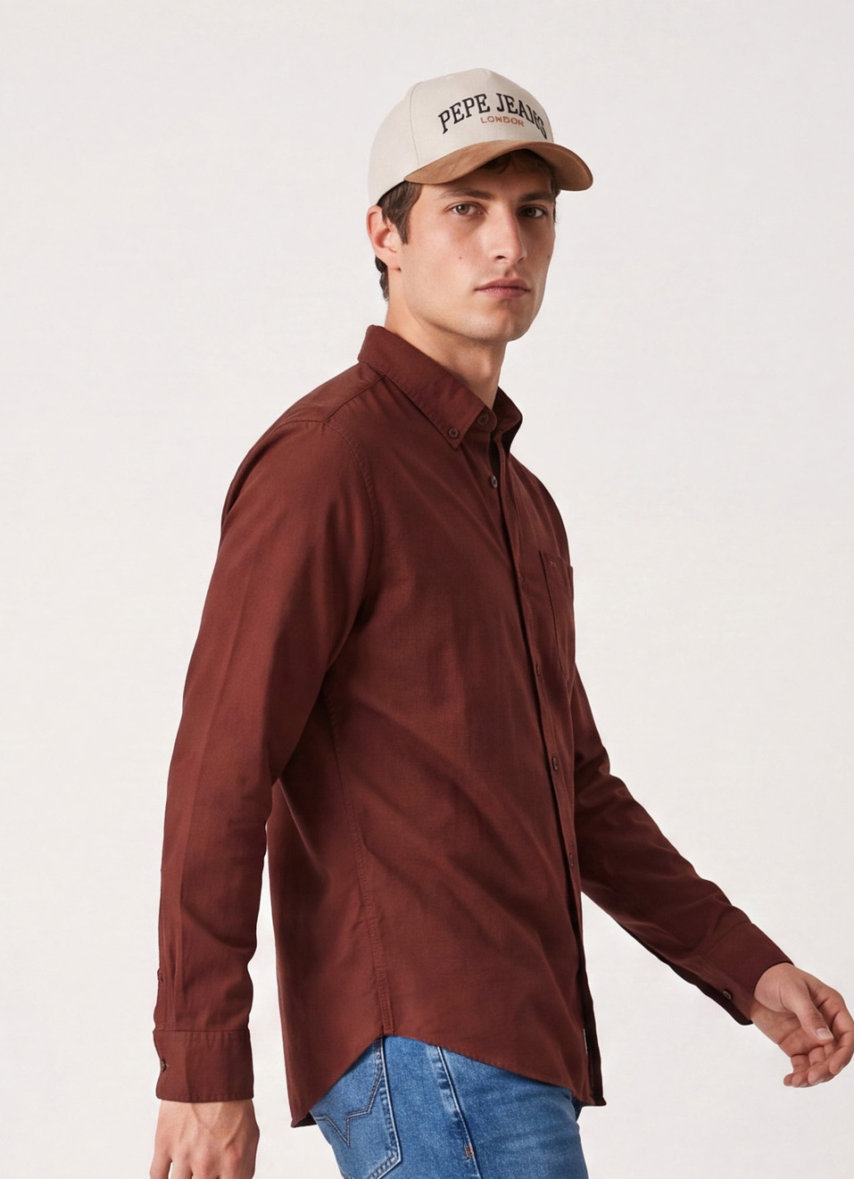 Men Rust Solid Button-down Collar Oxford Shirt, , large image number 3