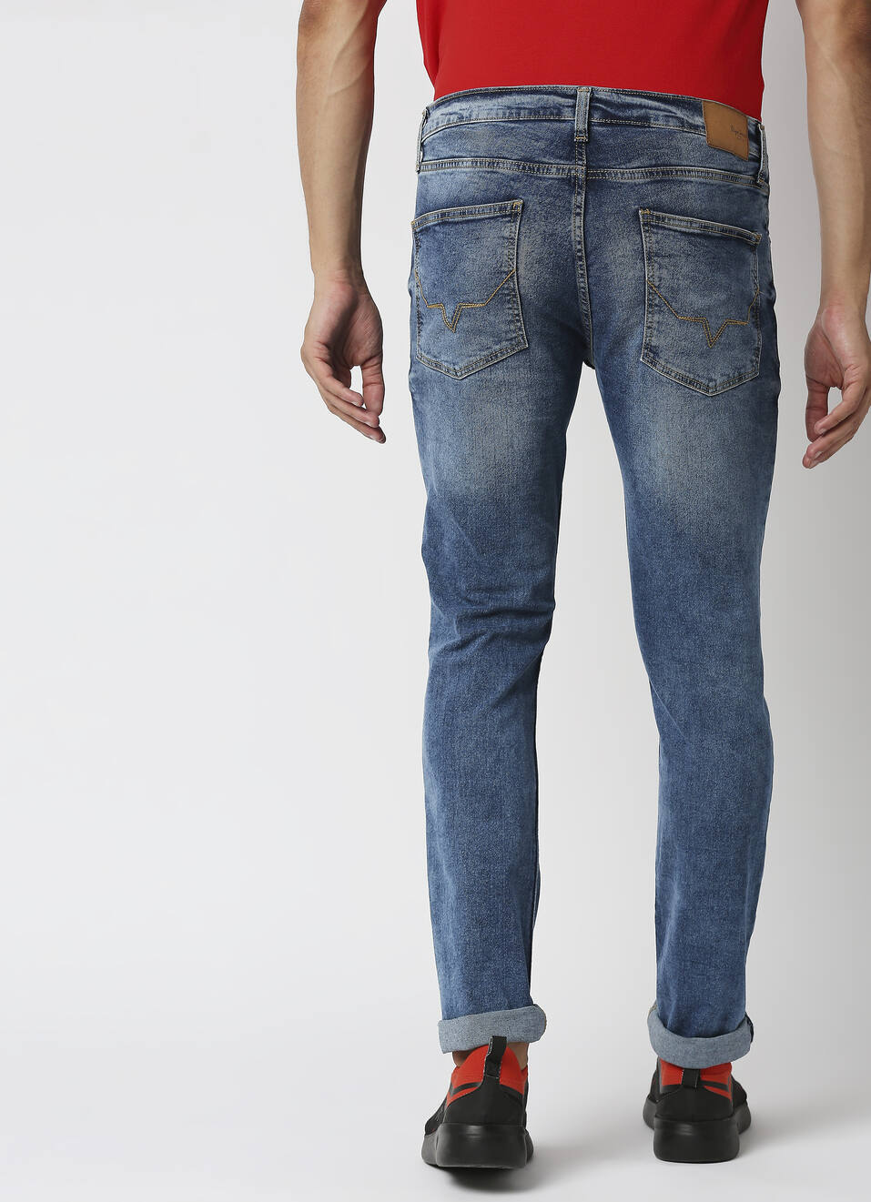 VAPOUR Mid Rise Jeans, Med Blue Denim, , large image number 1