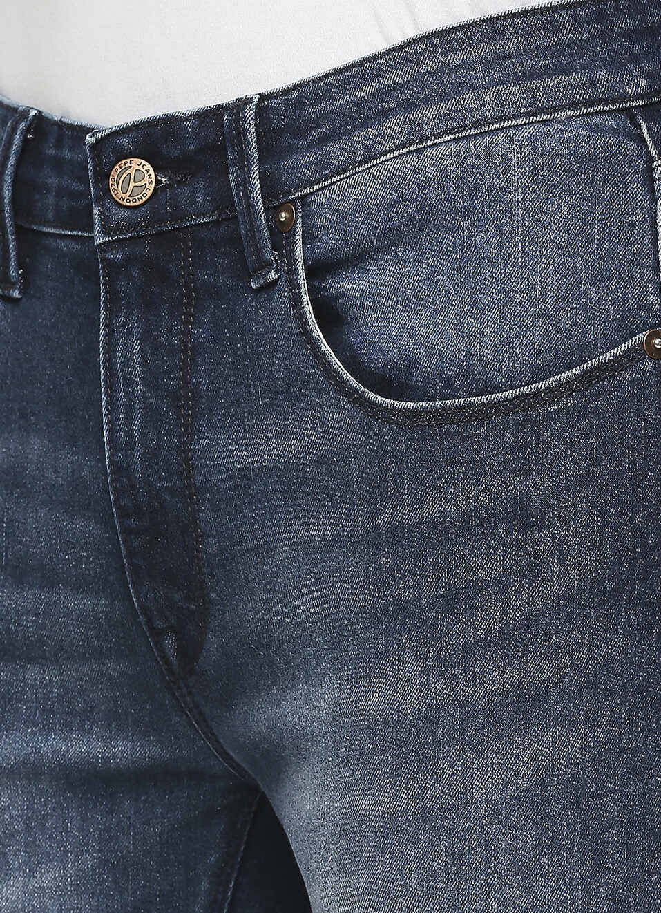 Vapour Dark Blue Mid Rise Slim Fit Jeans, , large image number 4
