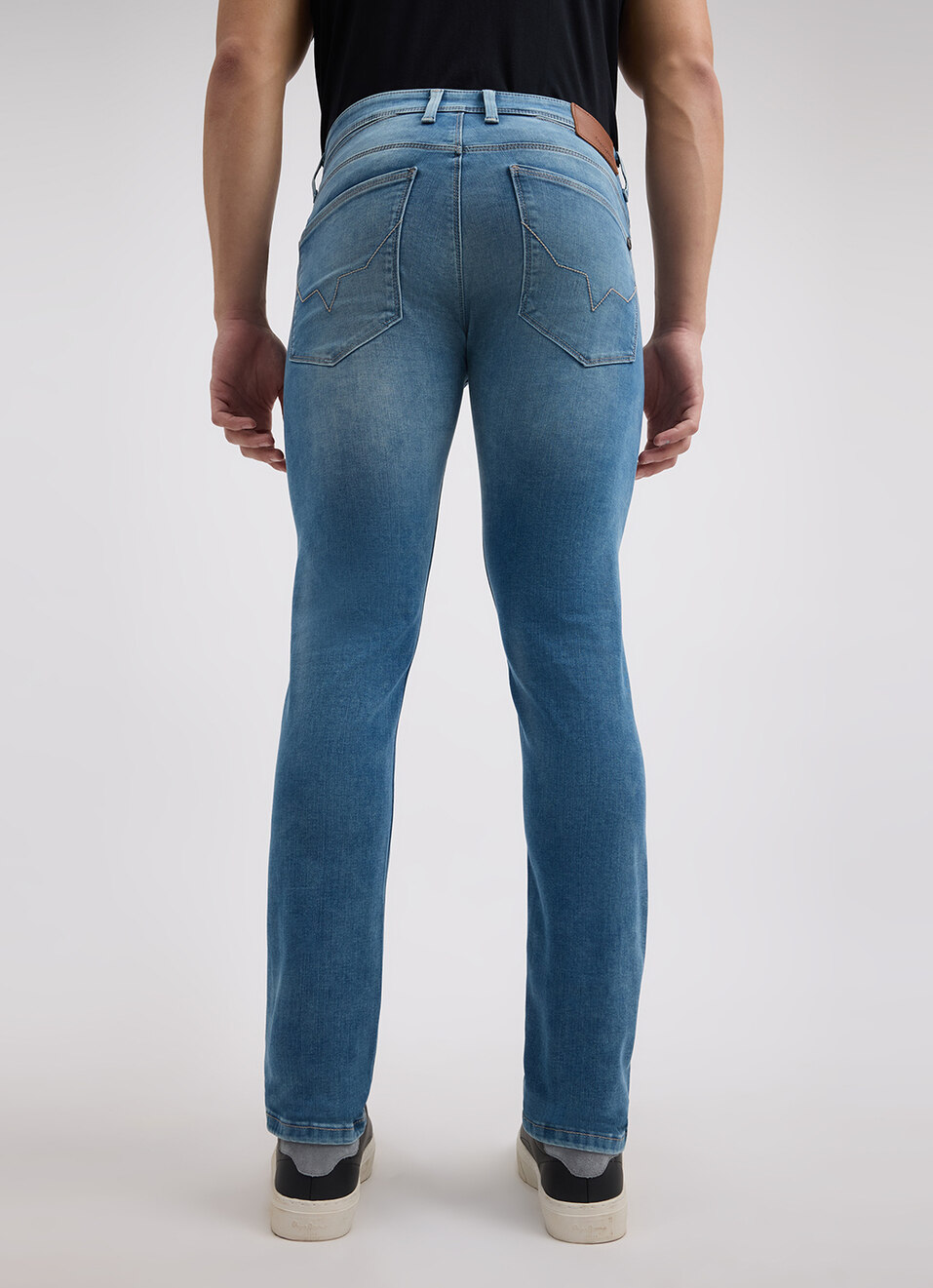 Men Blue Mid Rise Slim Powerflex Jeans, , large image number 3