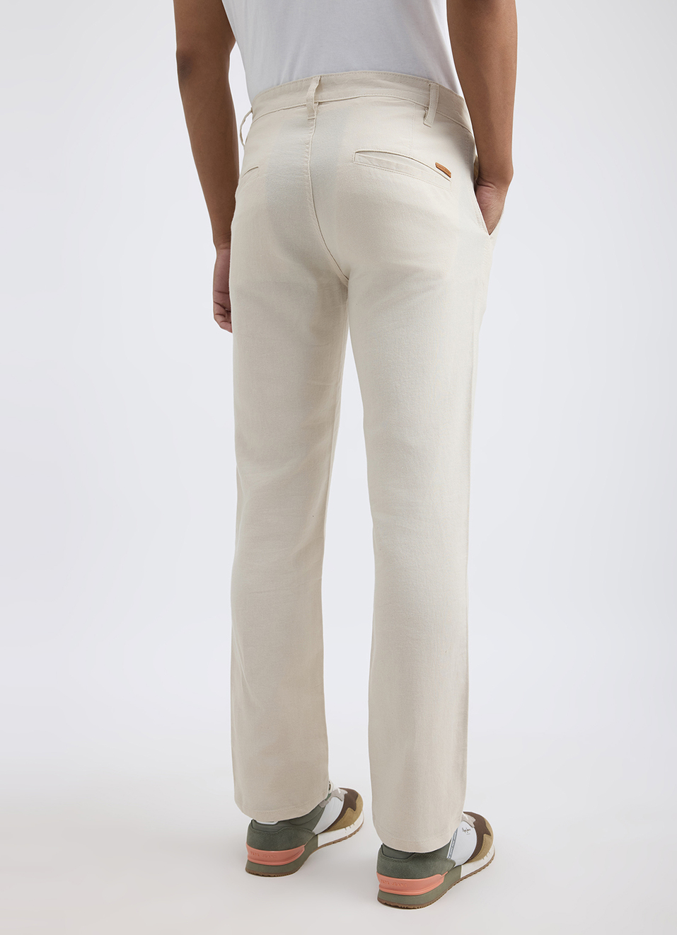 Men Ecru Mid Rise Chinos, , large image number 3