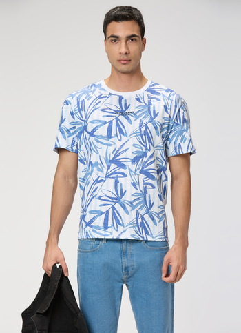 Men White Tropical Relaxed Fit T-shirt