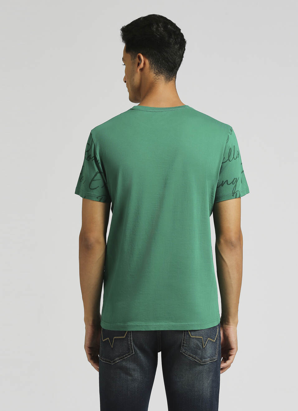 Green Printed Short Sleeve T-shirt, , large image number 2