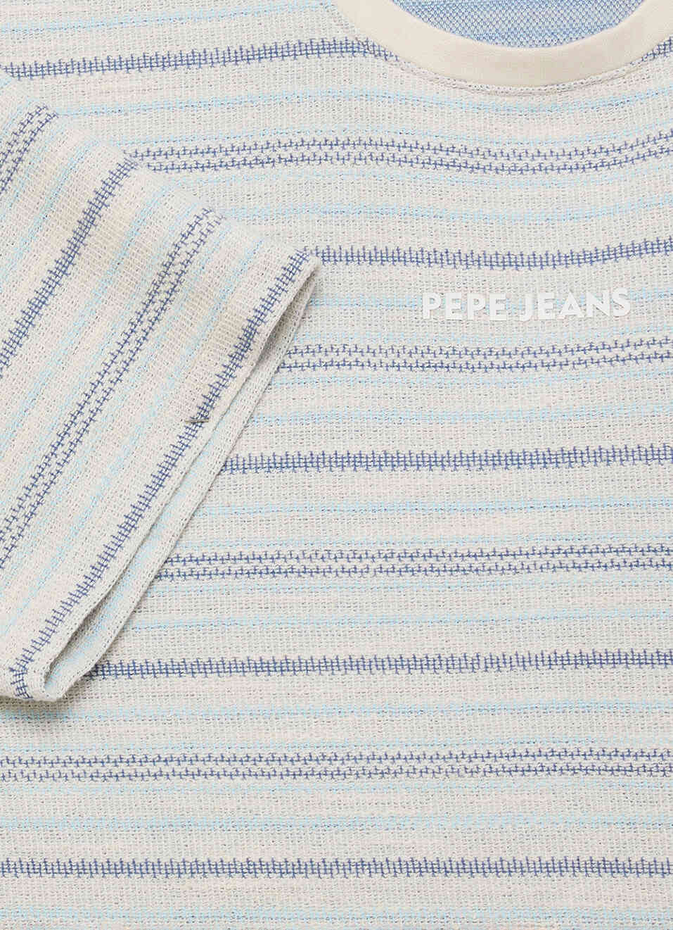 Men White Striped Relaxed Fit Short Sleeve T-shirt, , large image number 7