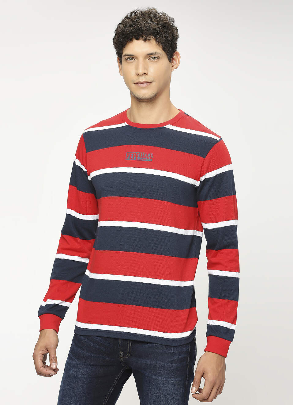 Red Striped Full Slevee T-shirt, , large image number 3