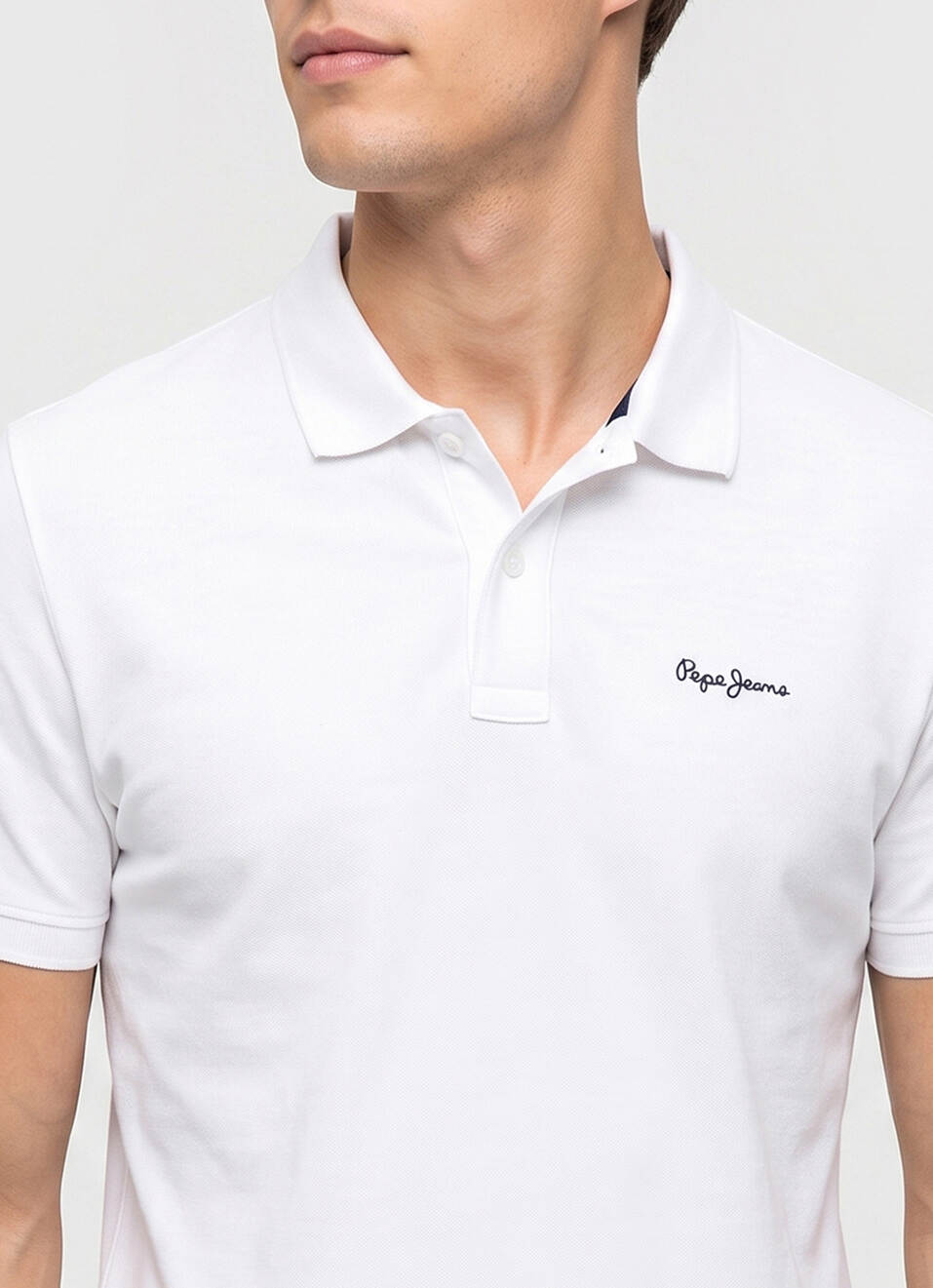 Men White Solid Short Sleeves Polo, , large image number 4