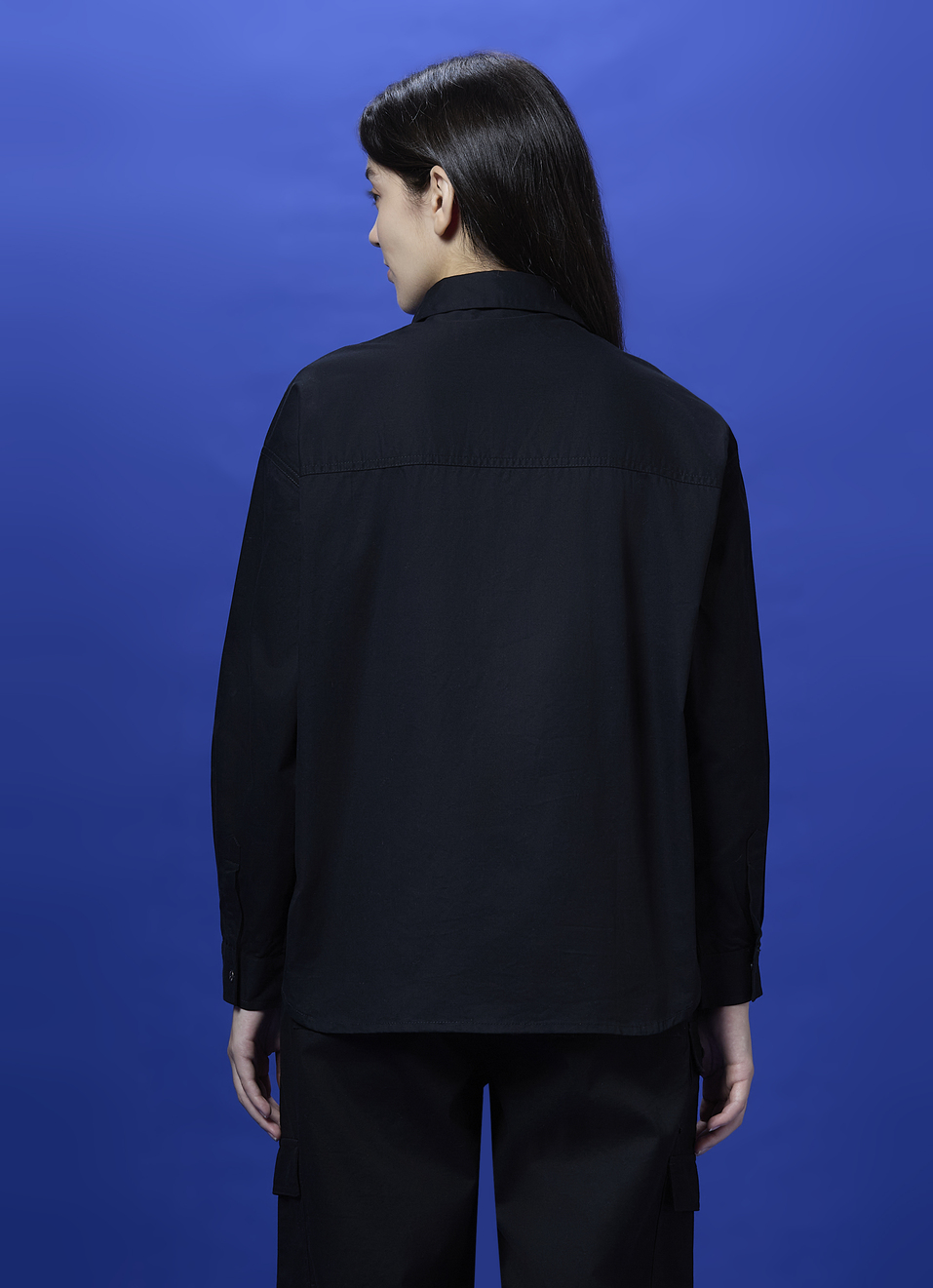 Black Oversized Full Sleeve Shirt, , large image number 2
