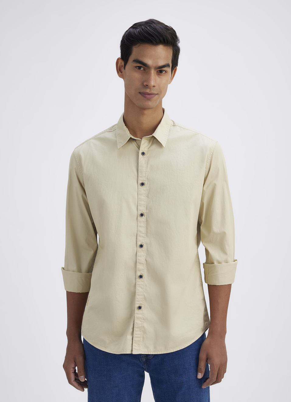 Men Beige Full Sleeve Shirt, , large image number 1