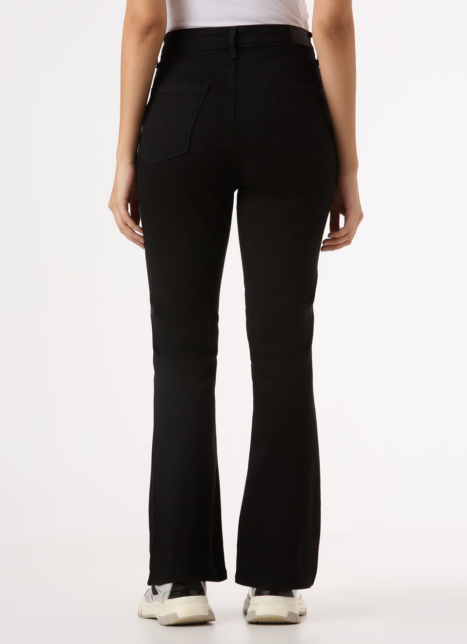 Women Black High Rise Flared Leg Powerflex Jeans, , large image number 2