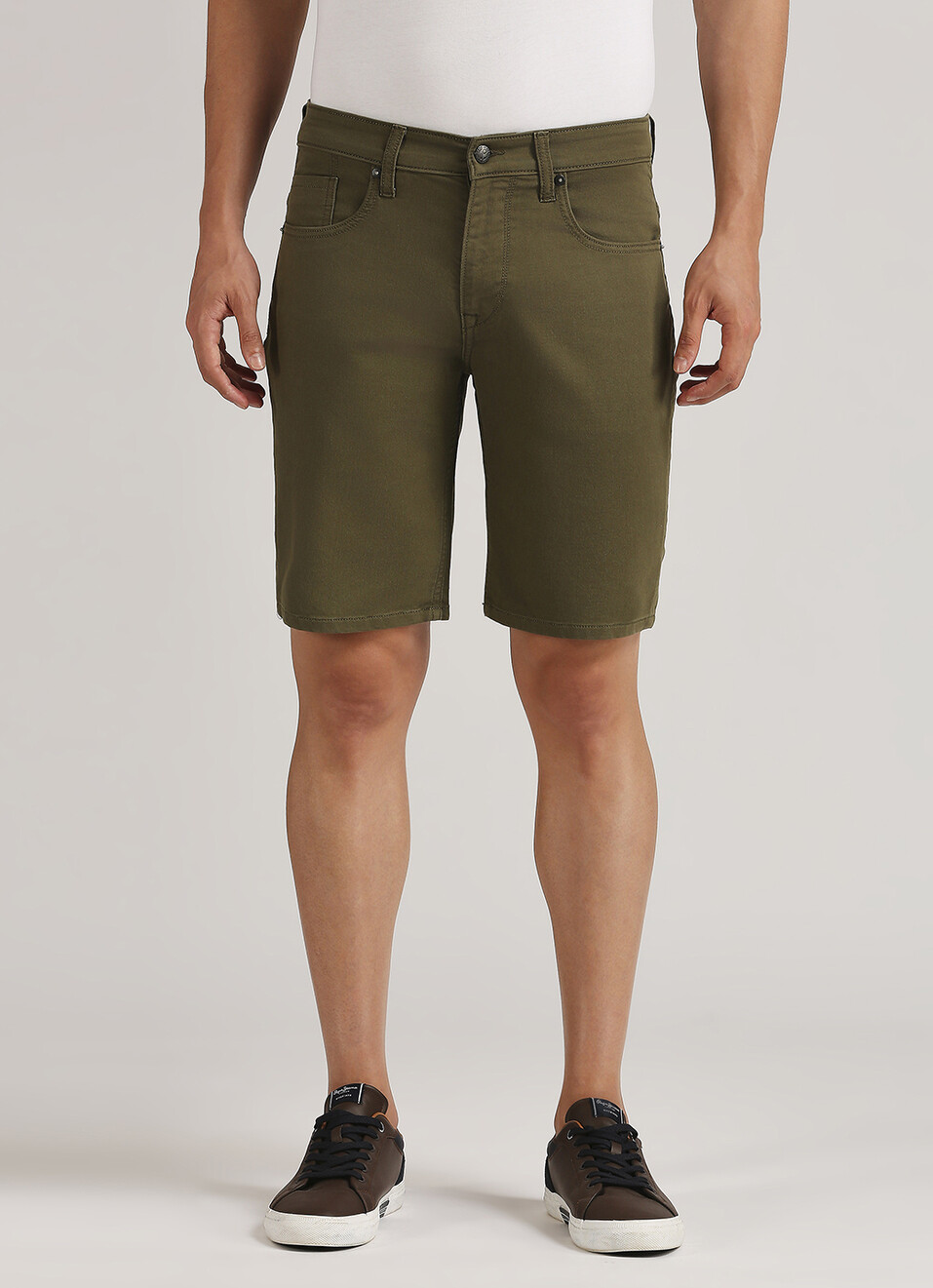 Chinox Olive Mid Rise Regular Fit Gymindigo Shorts, , large image number 6