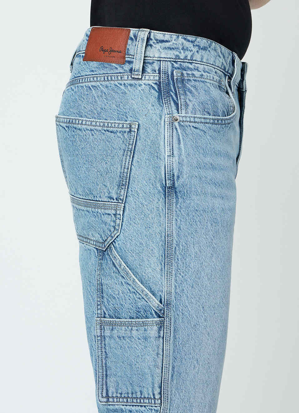 Men Blue Mid Rise Cargo Jeans, , large image number 4