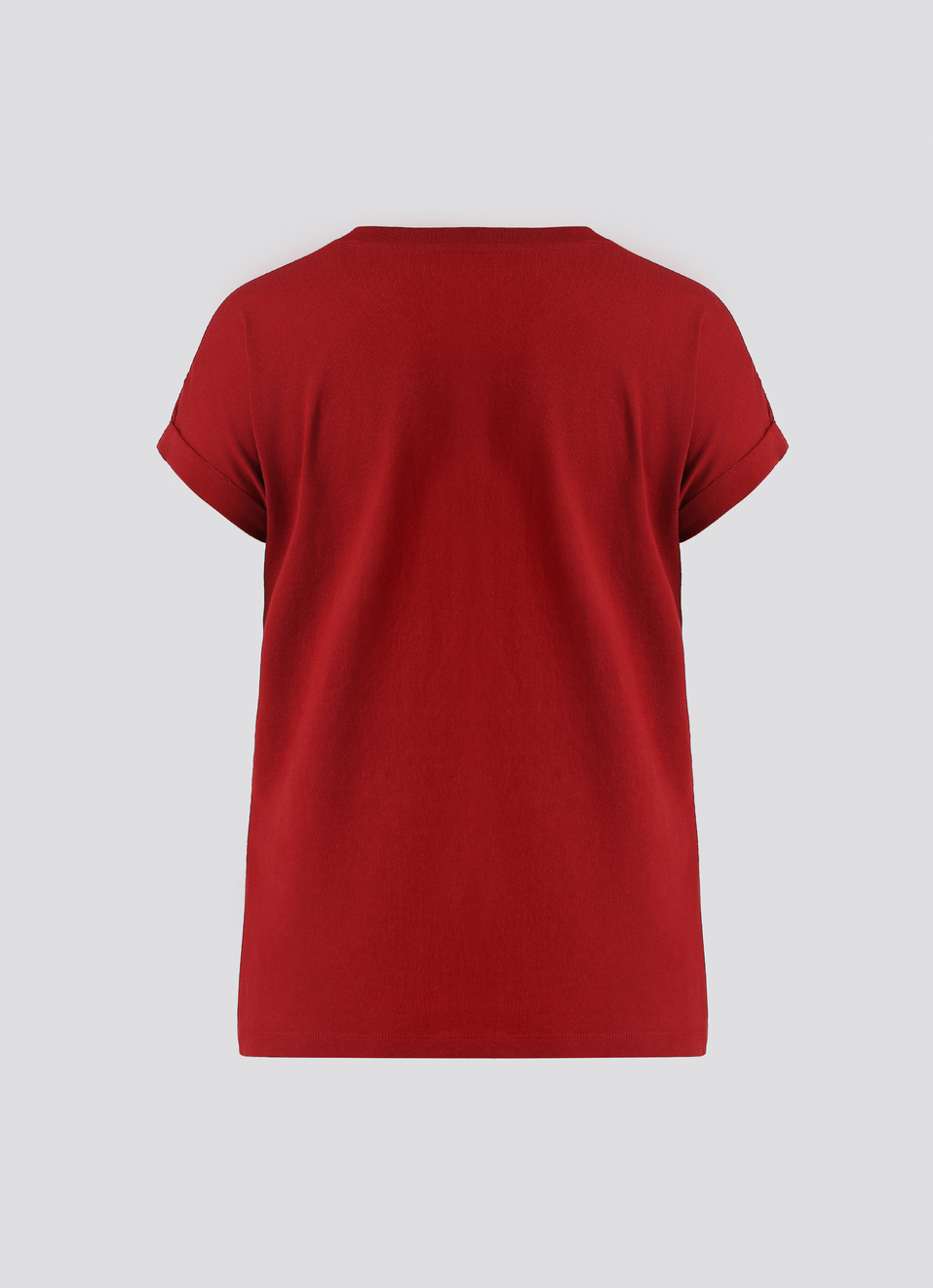 Red Roll-up Short Sleeve T-shirt, , large image number 7