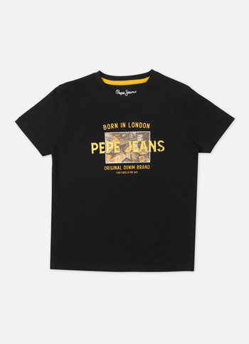 Boys Black Printed Short Sleeve T-shirt
