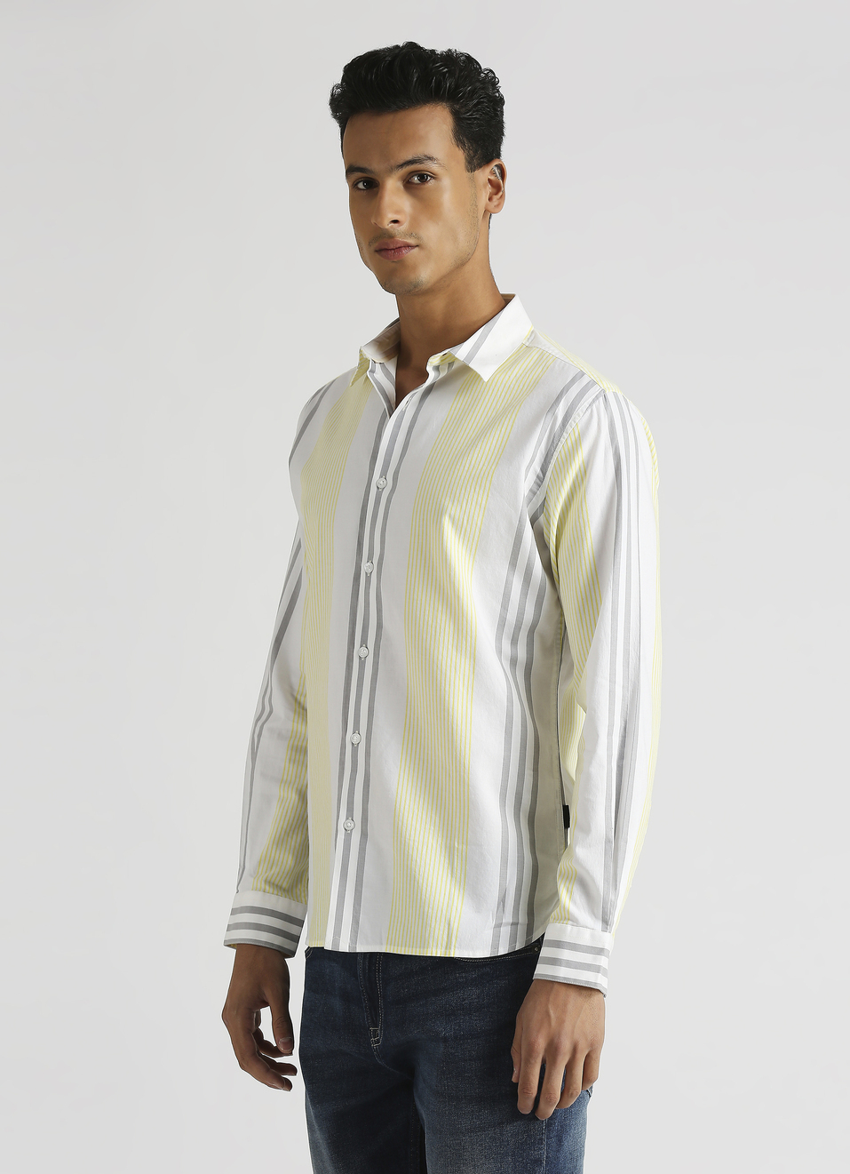 Yellow Premium Stripes Long Sleeve Shirt, , large image number 3