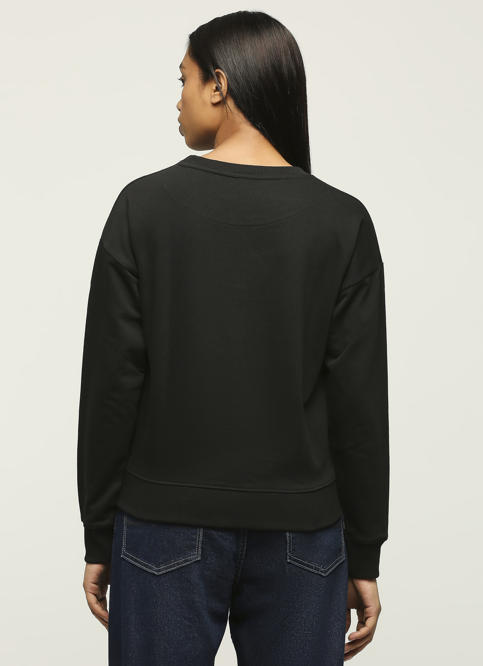 Black Printed Long Sleeve Sweatshirt, , large image number 2
