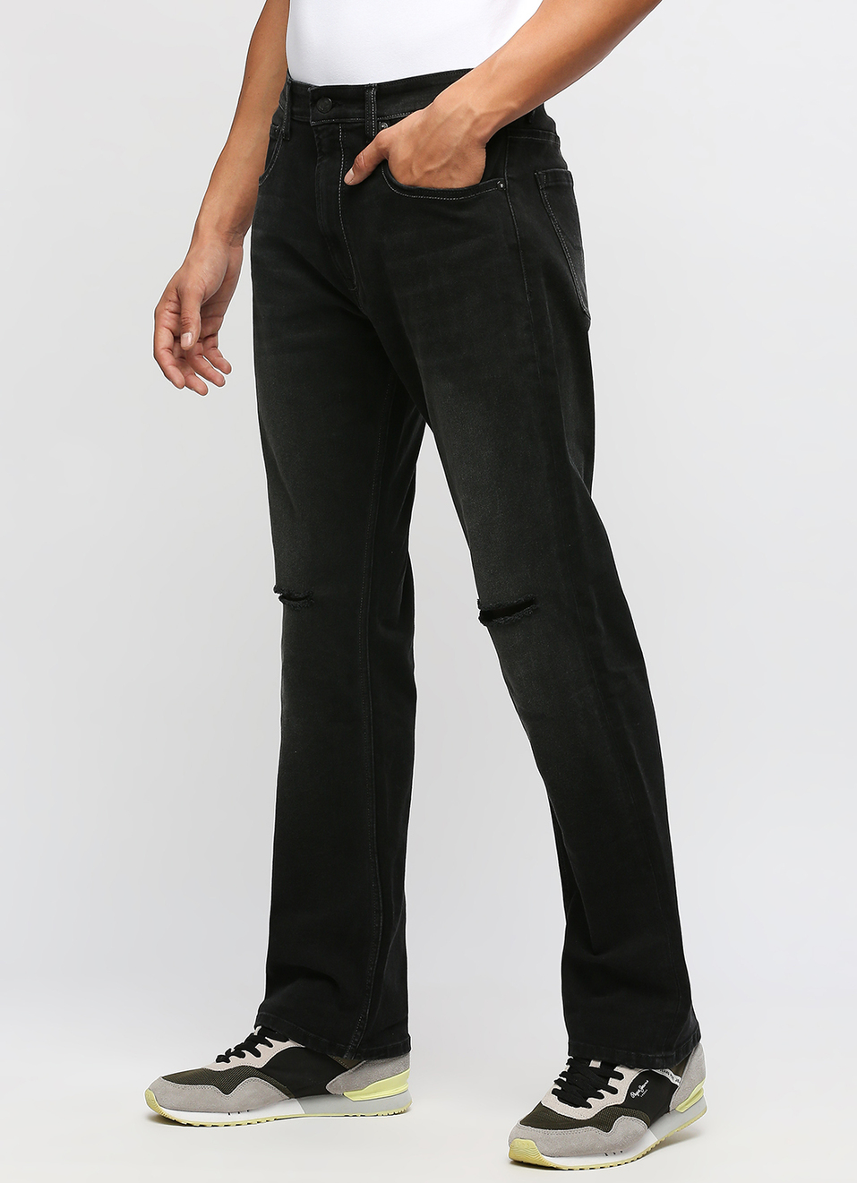 Marvis Black Mid Rise Straight Fit Jeans, , large image number 0