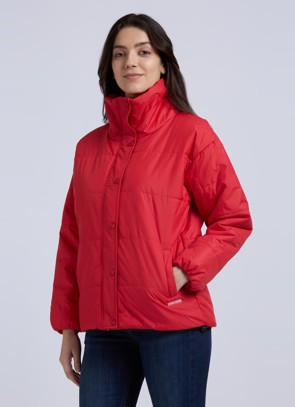 Red High Neck Full Sleeve Jacket, , large image number 3