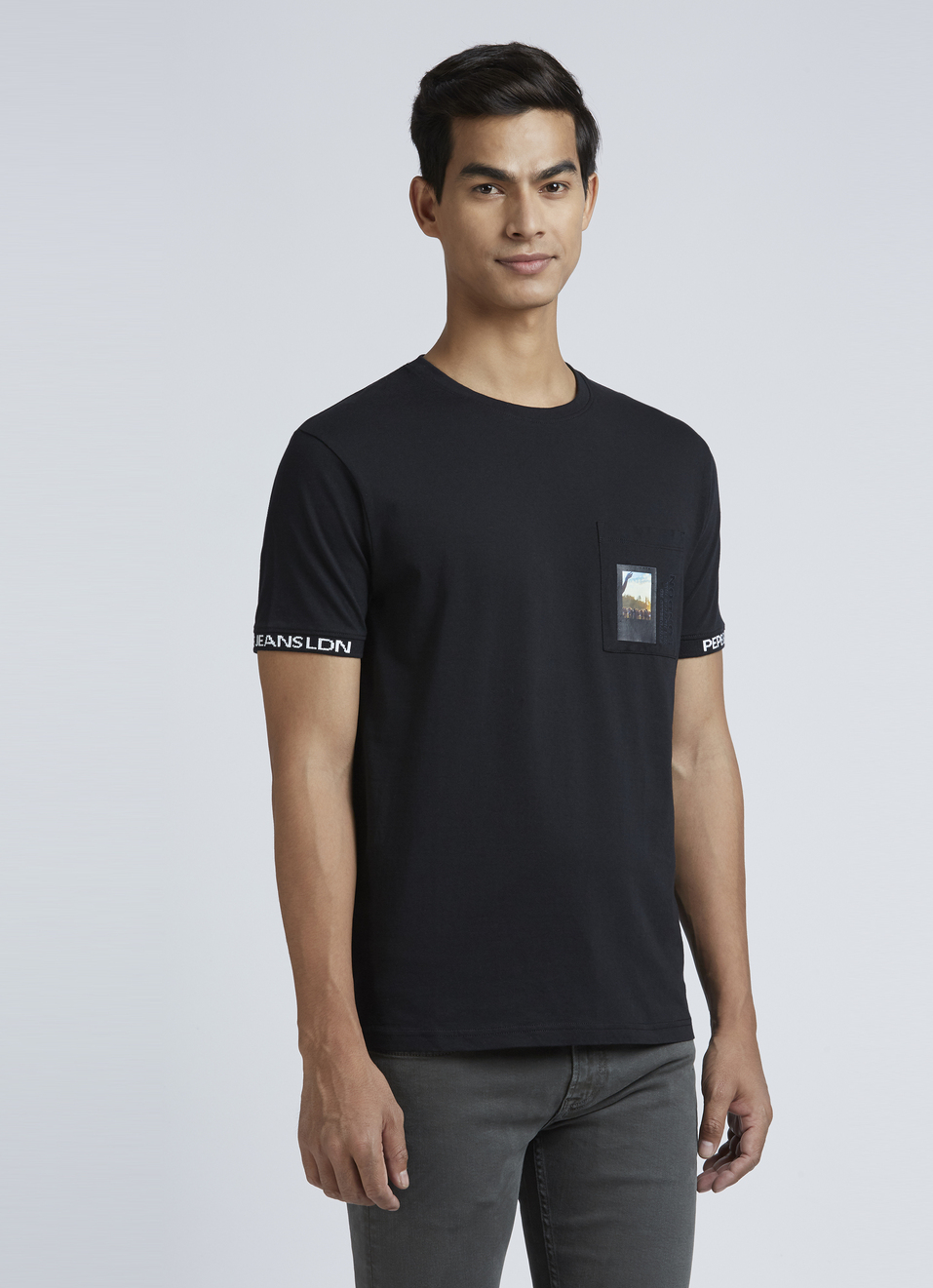 Black Photographic Print Short Sleeve T-shirt, , large image number 3