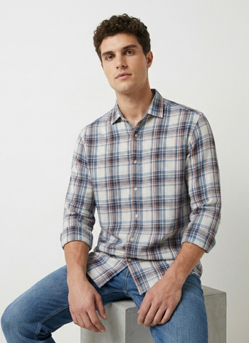 Men Blue Checked Long Sleeve Shirt