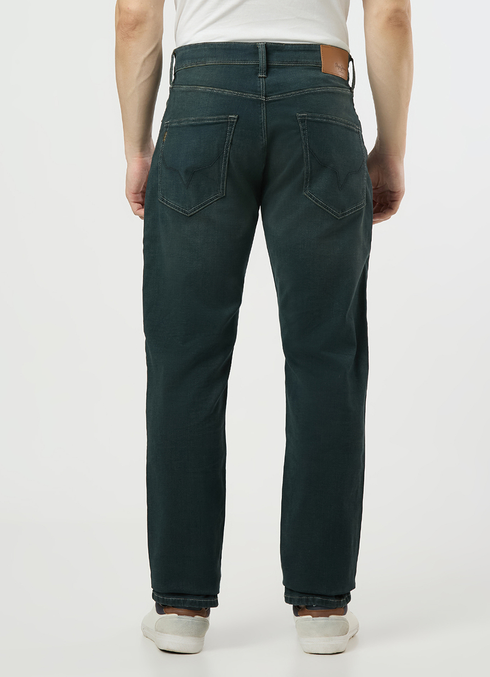 Men Green Mid Rise Straight Fit Textured Jeans, , large image number 3