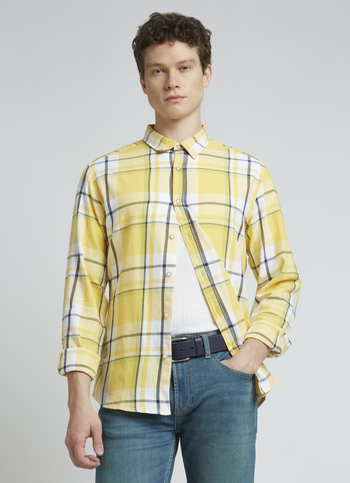 Yellow Checks Full Sleeve Shirt