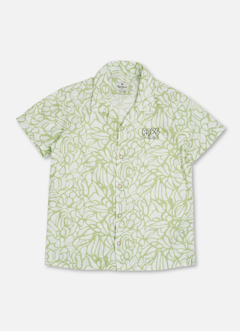 Boys Mint Abstract Print Resort Collar Short Sleeve Shirt
