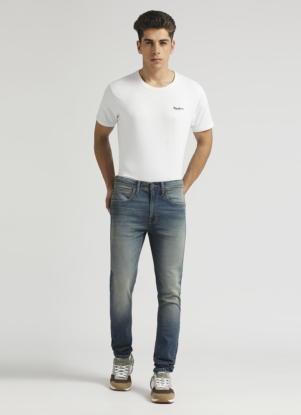 Chinox Mid Rise Skinny Fit Knitted Gymindigo Jeans, , large image number 1