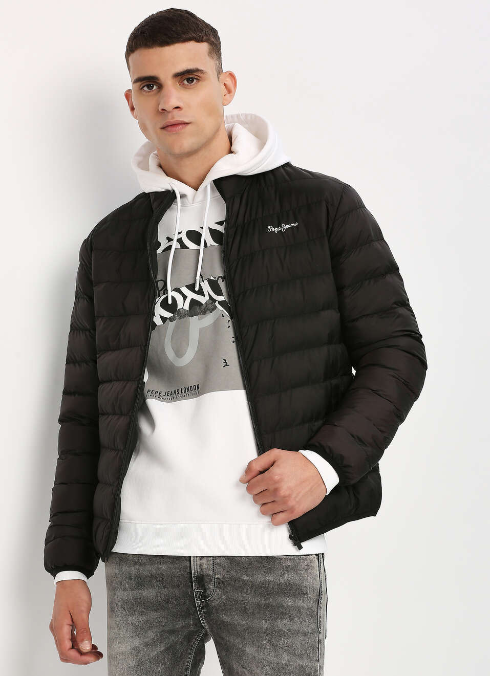 White Graphic Printed Hooded Sweatshirt, , large image number 5