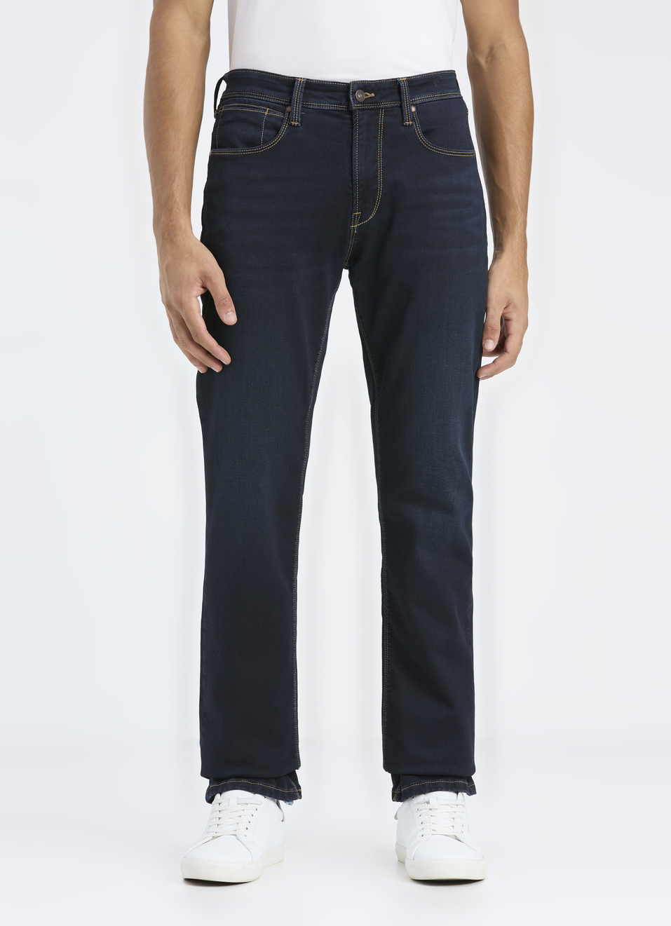 Men Blue Mid Rise Straight Fit Jeans, , large image number 3